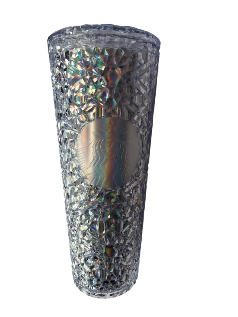 STARBUCKS Studded Acylic Plastic Tall Tumbler Geometric Iridescent Prism Rainbow